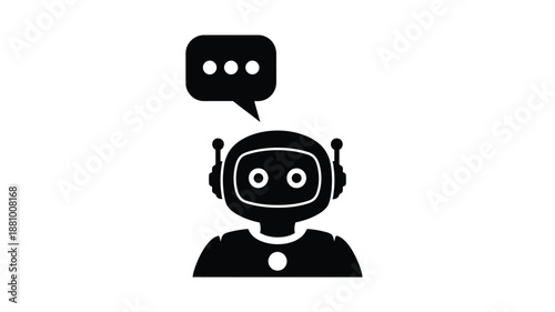 Robot head with speech bubble a modern digital communication silhouette