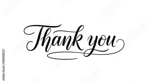 Elegant cursive writing saying thank you a beautiful black silhouette