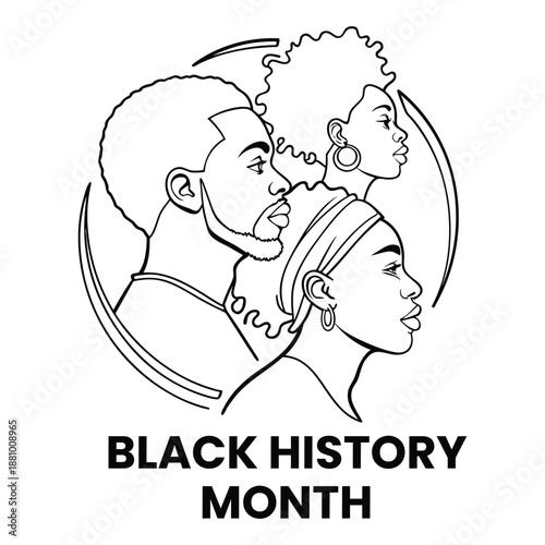 Diverse African American People Silhouettes Circle Graphic