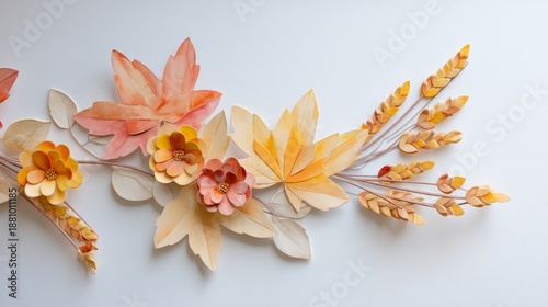 Elegant Floral Arrangement with Paper Craft and Warm Tones