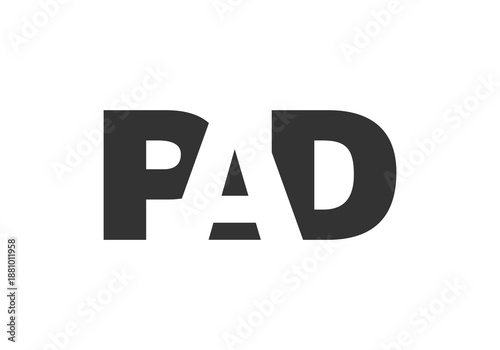 PAD logo design. Initial letter P A D bold font style for tech startups, consulting, corporate branding. Creative company name, headlines typography identity, trendy logotype.