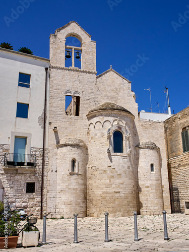 Bell Tower and back of the Church of All Saints, also called Church of the Templars. Chiesa d'Ognissanti, Ognissanti Church. Trani, Apulia, Puglia, Italy, Europe