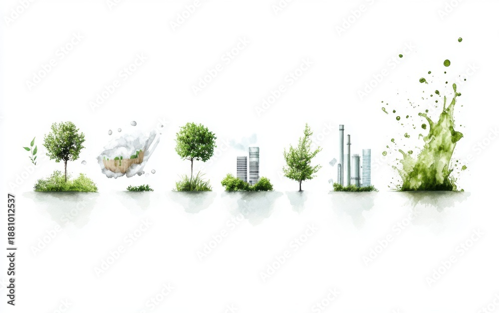 Fototapeta premium Transformation of Nature Through Urban Development and Green Space