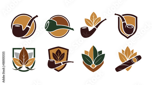 Artistic Illustration of Tobacco Pipes and Leaves in a Vintage Style for Hobbies and Culture Enthusiasts