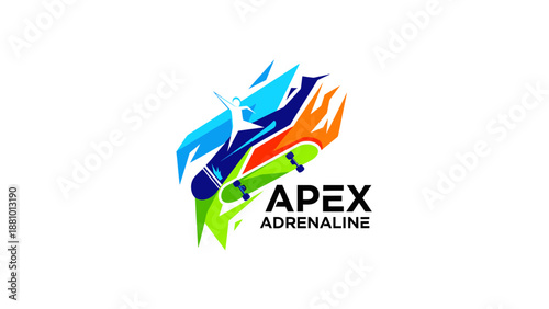 Action-Packed Skateboarding, Youth, Urban Skatepark, Illustration, Vibrant Colors, Dynamic Perspective, Adventure Theme