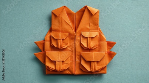 Creative Origami Art of an Orange Vest with Pocket Details