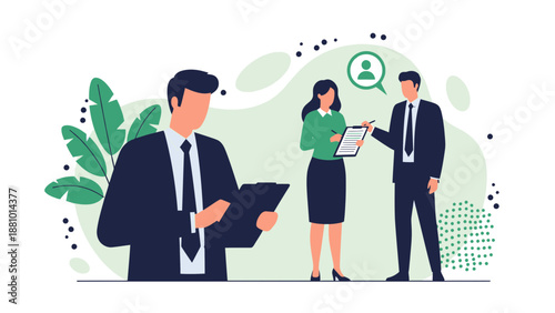 Business Meeting and Recruitment Concept Illustration