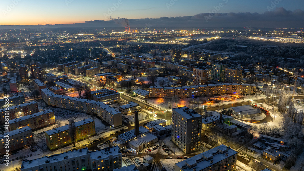 Fototapeta premium Stogi District in Gdansk at Winter Sunset, Poland