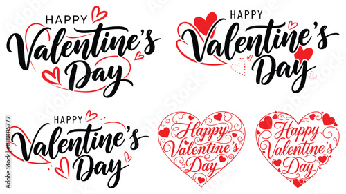 Valentine's Day love greeting designs with pink hearts, romantic typography, festive lettering, emotional celebration, couple affection