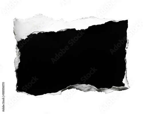Ripped Black Paper Hole on a white background with Transparent Background