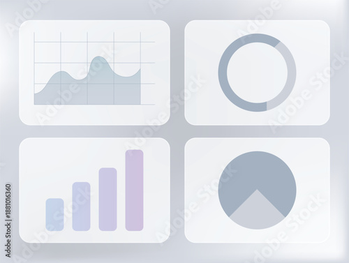 Minimal Analytics Dashboard UI Design Featuring Glassmorphism Cards and Transparent Glass Panels