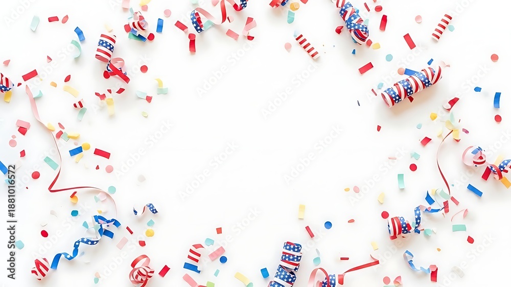 Fototapeta premium President's day celebrations with patriotic confetti and streamers