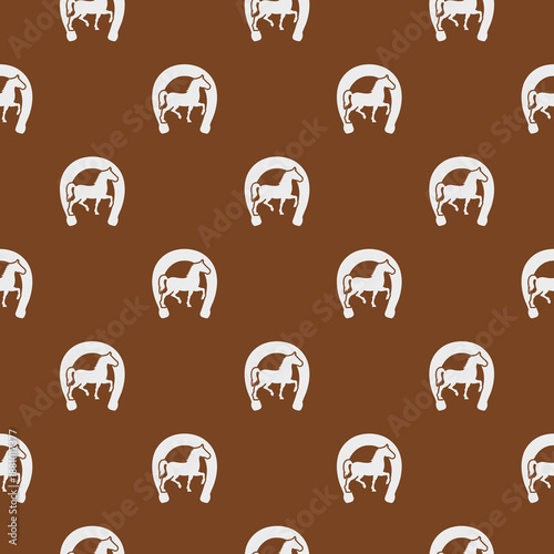 Horse and horseshoe seamless pattern isolated on color 
 background