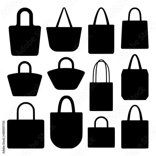 Set of 12 Handbag Icons Vector isolated PNG with Transparent Background
