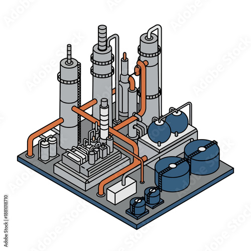 Industrial equipment icons set in black and white.