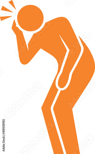 Person experiencing headache and body pain icon