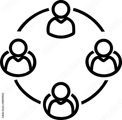 Photos team harmony outline icon featuring connected people