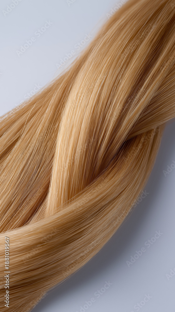 Fototapeta premium Close-up of healthy, blonde hair with subtle highlights, showcasing its natural texture and shine