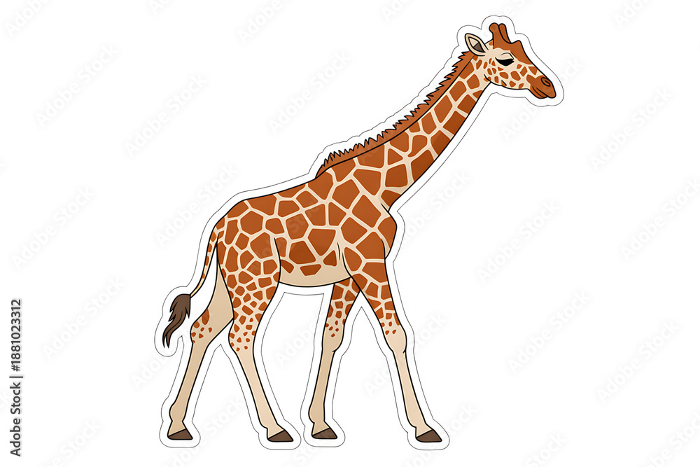 Fototapeta premium Cartoon giraffe illustration with brown spots