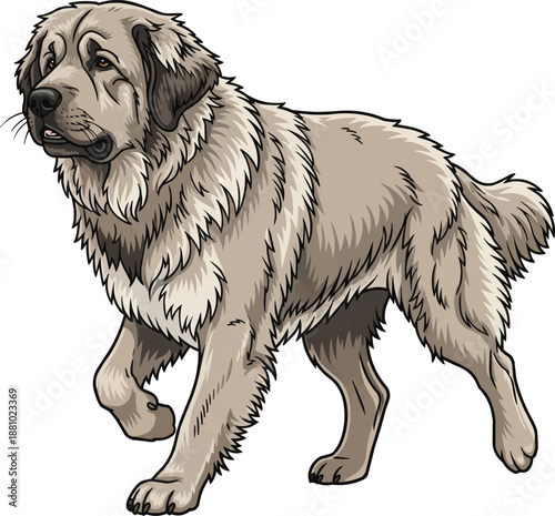 Pyrenean Mastiff dog trotting gait patrolling movement