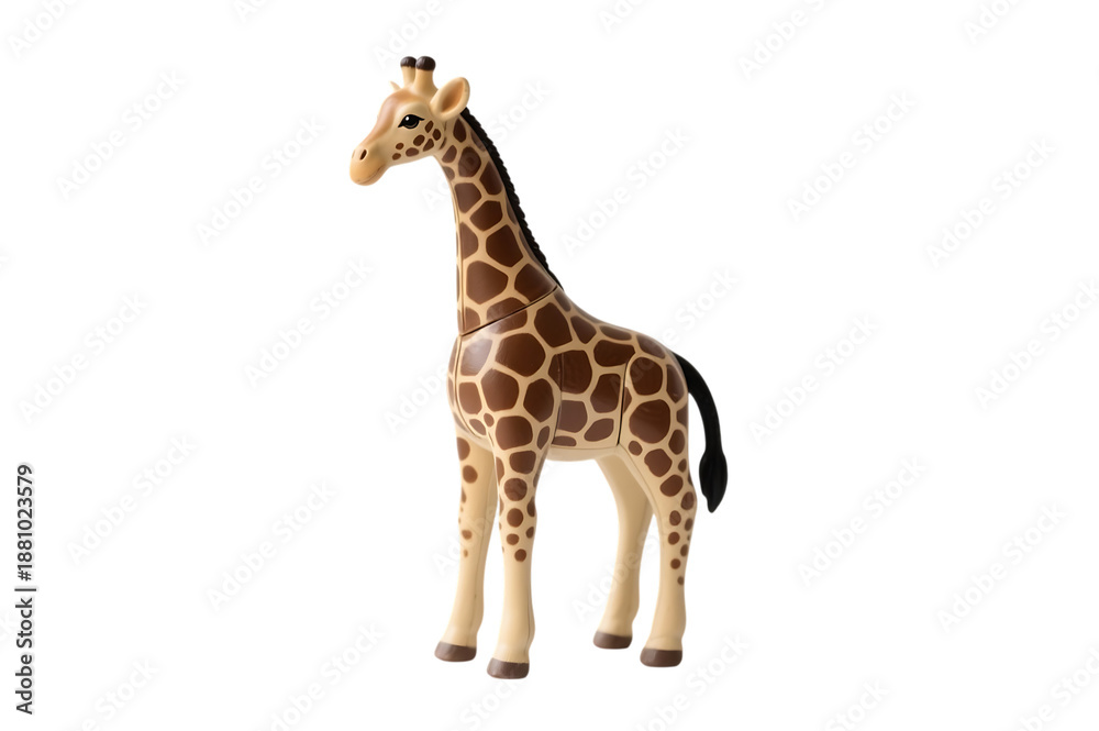 Obraz premium Toy giraffe with brown spots, standing tall