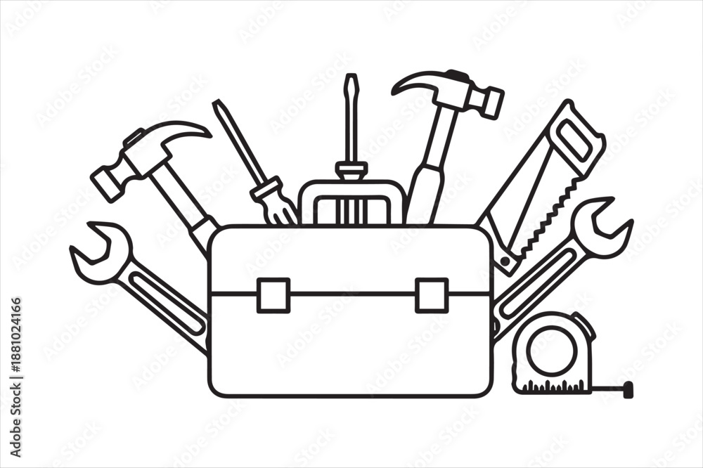 Fototapeta premium Assorted tools in a box Vector