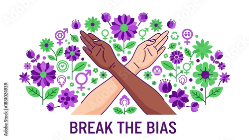 International Women's Day Break the Bias Hand Gesture Vector