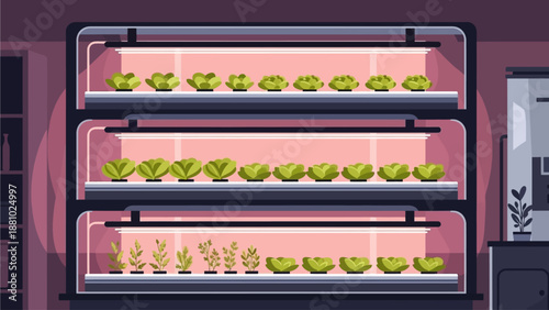 Indoor Vertical Farming Hydroponic System Vector