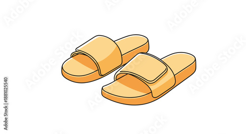 Pair of simple yellow slides or slippers with a comfortable flat sole and a single wide strap for everyday indoor use.