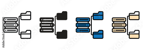Data server and file management system illustration in various styles for digital concepts