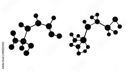 Molecular structures depicted with black circles representing atoms and lines as bonds
