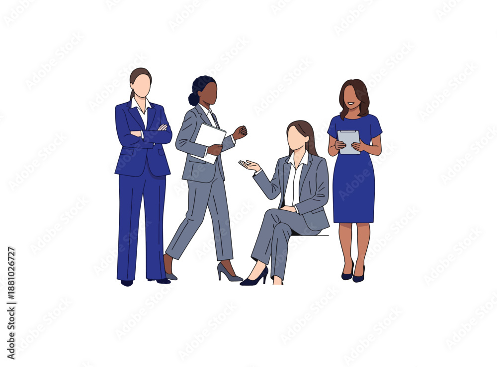 Obraz premium Businesswoman Mascot Vector – Office Presentation & Leadership Poses