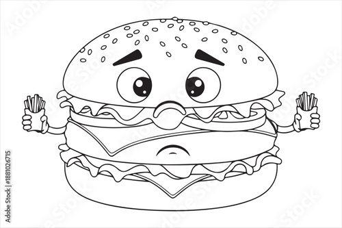 Anxious hamburger character Vector
