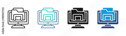File Manager icon set multiple style collection