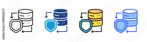 Secure Database icon set multiple style collection