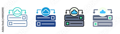 Cloud Server icon set multiple style collection