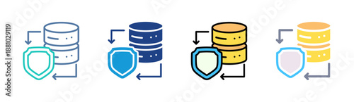 Secure Database icon set multiple style collection