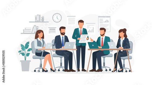 Business Meeting: Team Collaboration, Presentation, Strategy, Office Environment