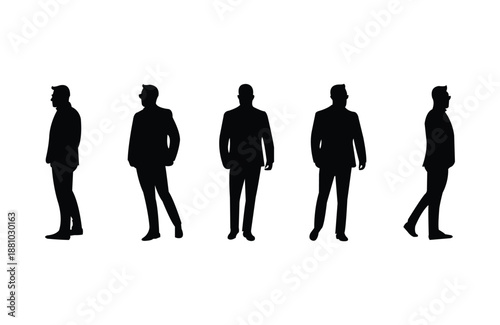 standing business man silhouette in different types of position with standing sideways easy to edit and use standing sideways