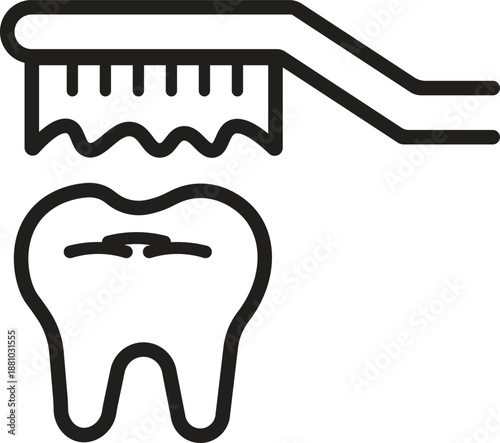 Toothbrush cleaning a tooth icon