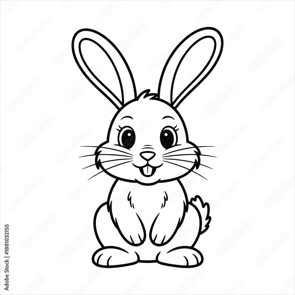 Fototapeta premium Cute cartoon bunny rabbit outline