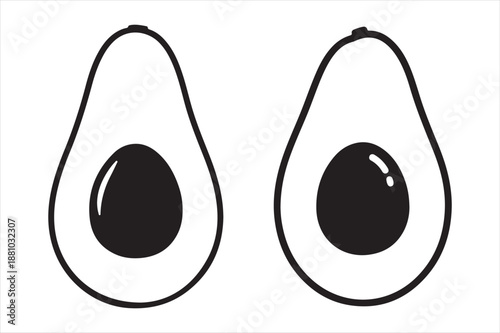 Two halved avocados Vector