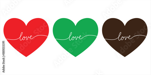 Three hearts displaying love Vector