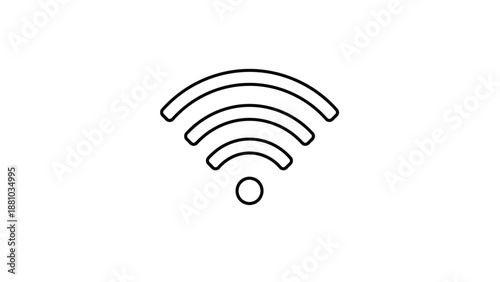 Simple black and white line art icon illustrating strong wireless internet connectivity and signal transmission waves clearly displayed.