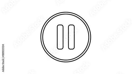 Simple black and white line art icon representing a universally recognized pause symbol often used in media control interfaces.