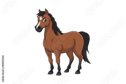 Cartoon brown horse illustration standing animal equine