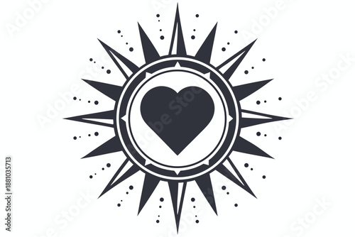 Iconic sun with a heart motif at its center, representing kindness and warmth.