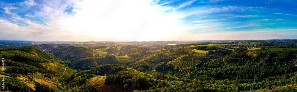 Naklejka premium the bergisches land landscape in germany from above panorama
