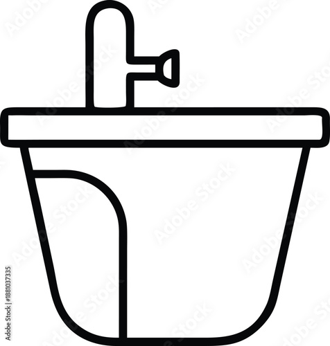 Bidet Outline Bathroom Hygiene Plumbing Sanitary Ware Vector Illustration