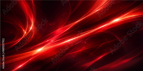 Dynamic abstract red wallpaper featuring a fractal design with flowing waves and energy lines on a black backdrop creating motion through light and color